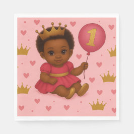 Princess Pink & Gold Baby Girl Birthday  Serviette