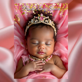 Princess Pink Gold Baby Girl Dusche Ethnic Tiara Einladung