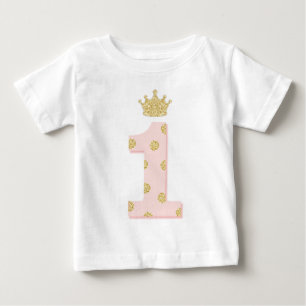Princess Pink Gold Glitzer 1. Geburtstag Erster Baby T-shirt