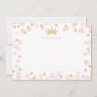 Princess Pink Gold Glitzer Polka Dots Stationery