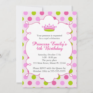 Princess Pink Green Girl Einladung zum Geburtstag