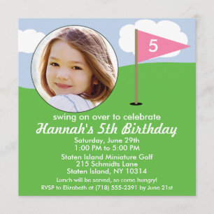 Princess Pink Hole in einem Foto Mini Golf Party Einladung