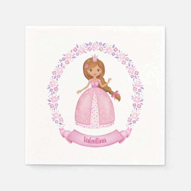 Princess Pink Niedlich Personalisiert Serviette (Vorderseite)