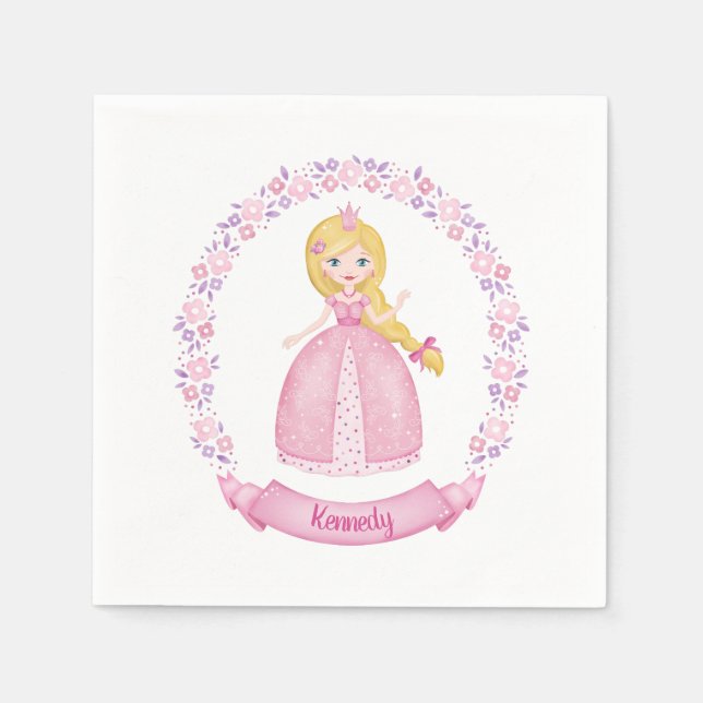 Princess Pink Niedlich Personalisiert Serviette (Vorderseite)