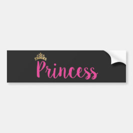 Princess Pink Script Schriftart Crown Autoaufkleber