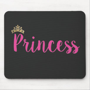 Princess Pink Script Schriftart Crown Mousepad