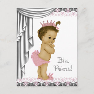 Princess Pink und Gray Baby Girl Dusche Einladung