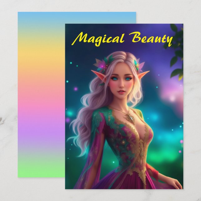 Princess pixie Fee farbenfrohe magenta Glühen hübs Dankeskarte (Vorne/Hinten)