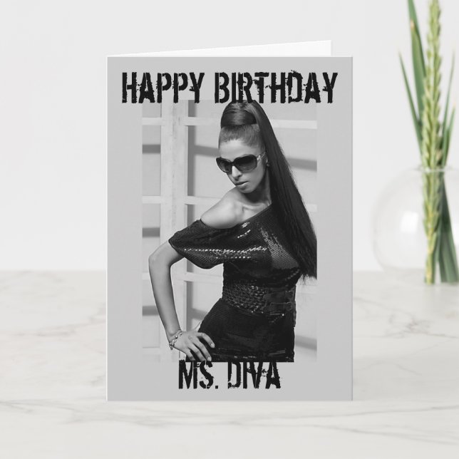 Princess Portraits "Ms Diva" Happy Birthday Card Karte (Vorderseite)