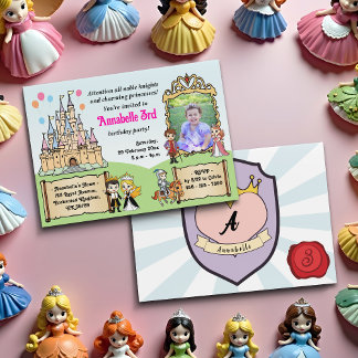 Princess & Prince Fairytale Burg Foto Geburtstag Einladung