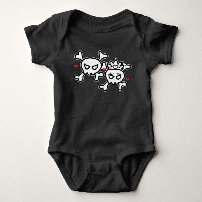 Princess & Princess Skull & Cross Bones Baby Strampler (Vorderseite)