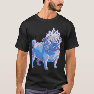 Princess Pug Royal Hund Kunst, Blau Geometrischer T-Shirt