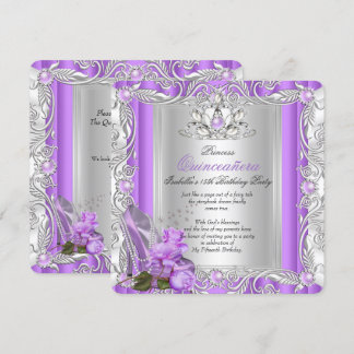 Princess Quinceanera 15. Geburtstag Lila Rose Einladung