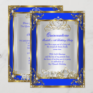 Princess Quinceanera 15. Geburtstag Royal Blue Einladung