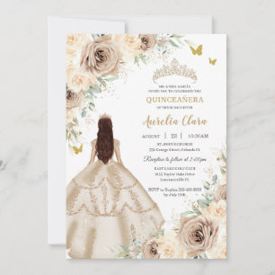 Princess Quinceañera Champagne Rose Dress Einladung