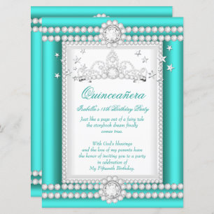 Princess Quinceanera Jade Aquamarin Diamond Tiara Einladung