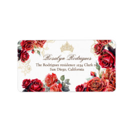 Princess Quinceanera - Rote Rosen zum Geburtstag Adressaufkleber