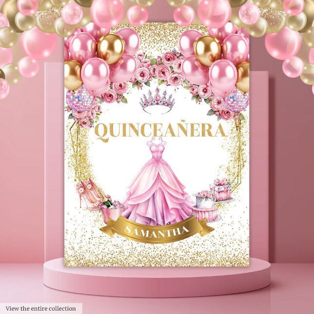 Princess Quinceañera Tapestry Gold Tiara Glam Wandteppich (Princess Quinceañera Tapestry Gold Tiara Glam

)