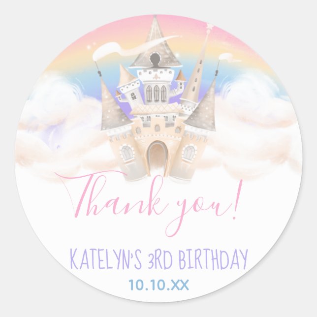 Princess Rainbow Round Sticker (Vorderseite)