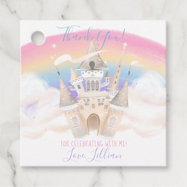 Princess Rainbow Vielen Dank Tag Geschenkanhänger (Vorderseite)