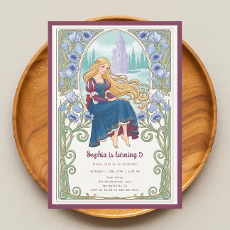 Princess Rapunzel Floral Art Nouveau Birthday Einladung