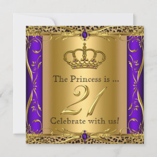 Princess Regal Lila Leopard 21. Geburtstag Party Einladung