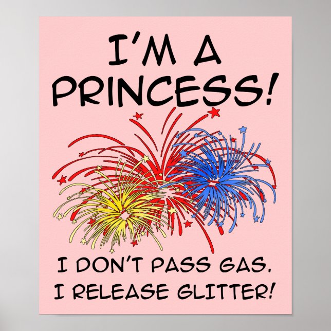 Princess Release Glitzer Funny Poster Sign (Vorne)