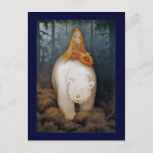 Princess Riding King Polar Bear Postkarte