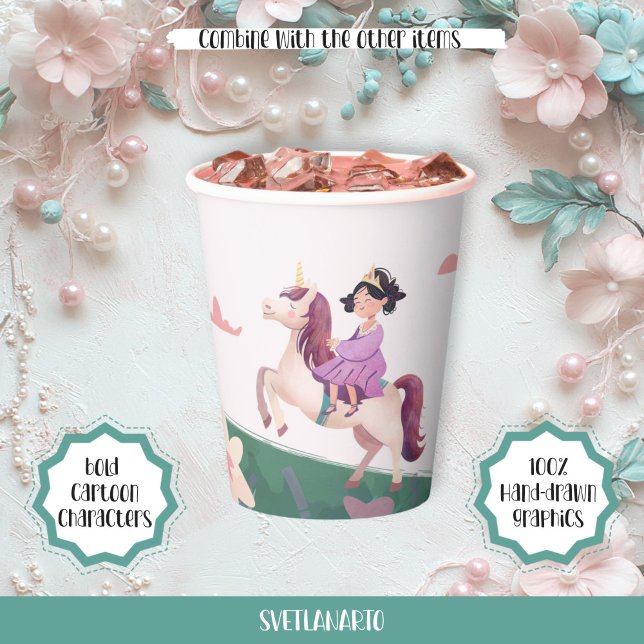 Princess Riding Unicorn Paper Cup Pappbecher (Von Creator hochgeladen)