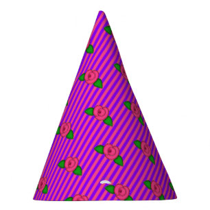 Princess Rosenknospe Stripes-4-PAPER PARTY HATS Partyhütchen