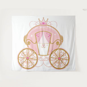 Princess Royal Carriage Pink & Gold Party Hintergr Wandteppich
