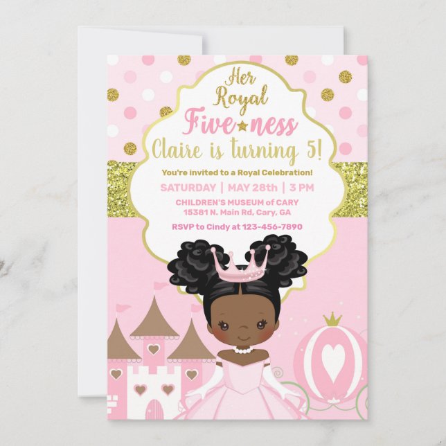 Princess royal fiveness girl birthday invite. einladung (Vorderseite)