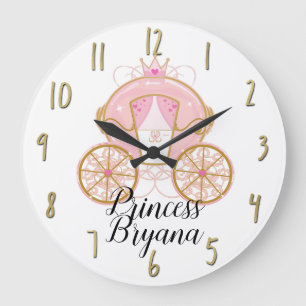 Princess Royal Pink & Gold Carriage Wall Art Große Wanduhr