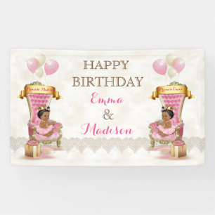 Princess Royal Throne African American Twins Girl Banner