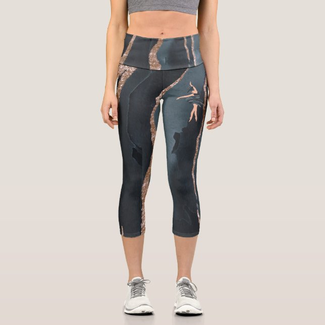 Princess Schmetterling Ballerina blau und gold Capri Leggings (Vorderseite)