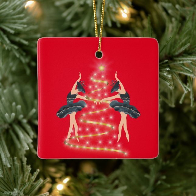 Princess Schmetterling Ballerina blau und gold Keramikornament (Baum)