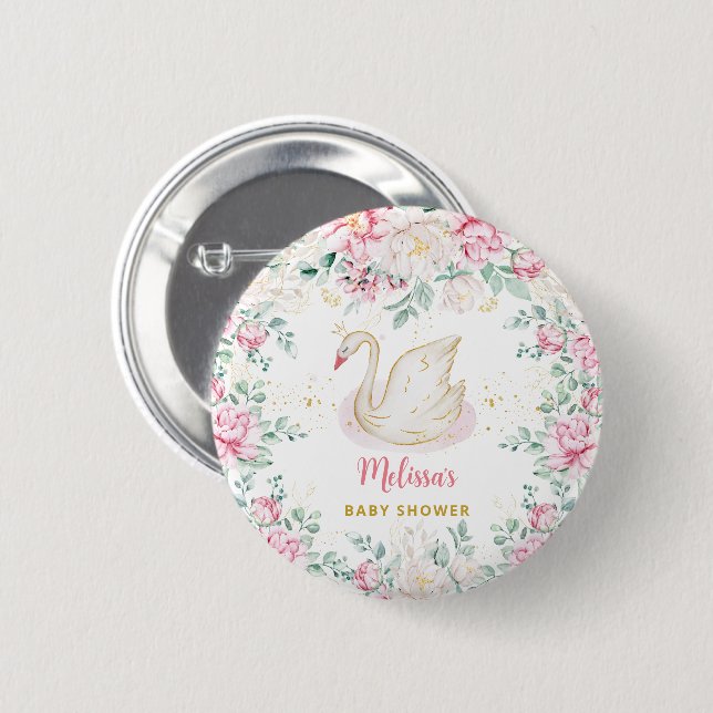 Princess-Schwan-Baby-Party Button (Vorne & Hinten)