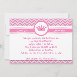 Princess Silver Pink Danke Karte Hinweis