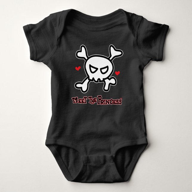 Princess Skull&Cross Bones Baby Strampler (Vorderseite)