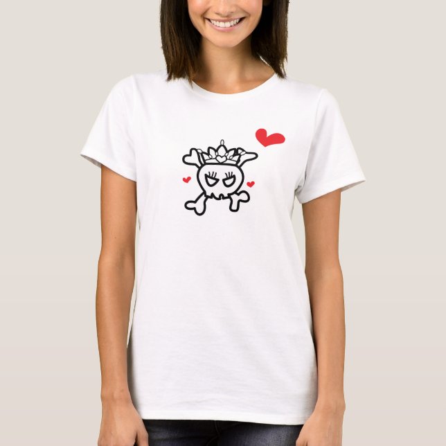 Princess Skull mit Herz T-Shirt (Vorderseite)
