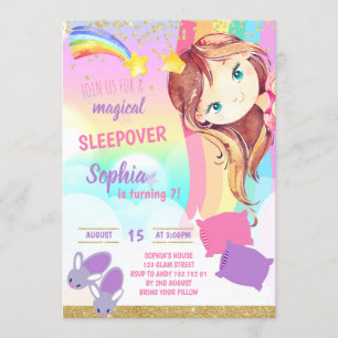 Princess Sleepover Party Slumber Girl Geburtstag Einladung