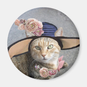 PRINCESS-STATUS/ELEGANTE KATZE,GROSSE DIVA-HAT UND MAGNET
