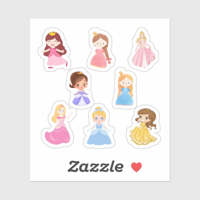 Princess Stickers Aufkleber (Blatt)