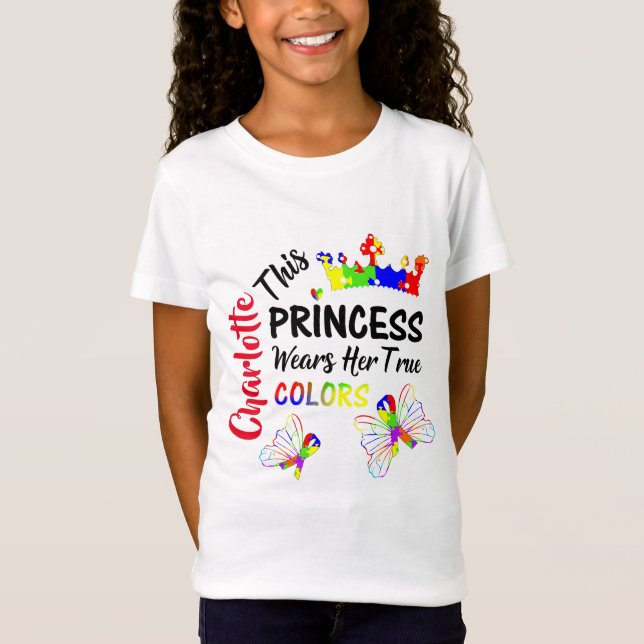 Princess Super Niedlich Autismus Bewusstsein Perso T-Shirt (Vorderseite)