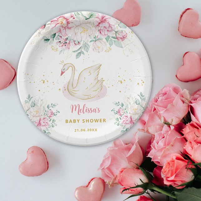 Princess Swan Baby Shower Pappteller (Von Creator hochgeladen)