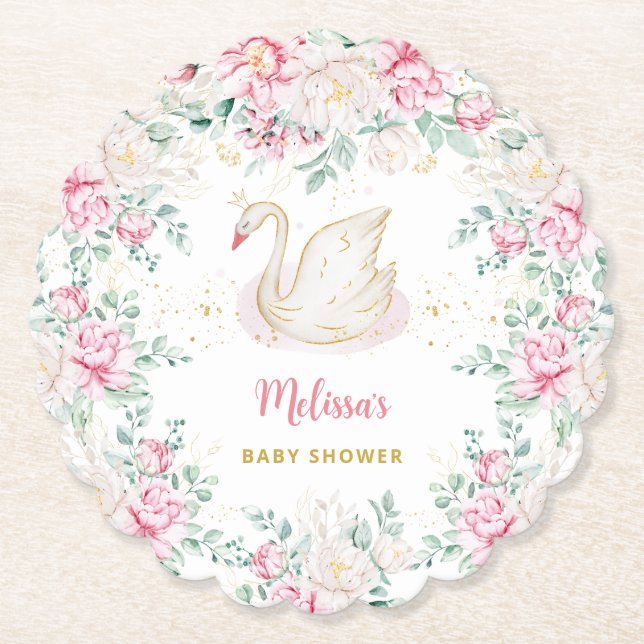 Princess Swan Baby Shower Untersetzer (Vorderseite)