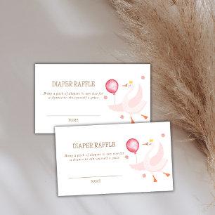 Princess Swan Balloon Diaper Raffle Baby Dusche Begleitkarte