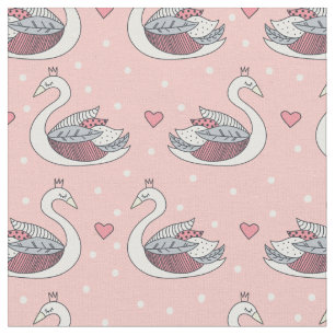 Princess Swan Muster Blush Pink Birds Baby Girl Stoff