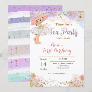 Princess Tea Party Geburtstagsfeier Einladung