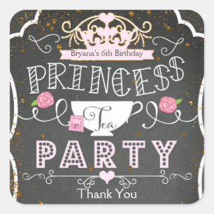 PRINCESS TEA PARTY Geburtstagsparty Gunst Sticker